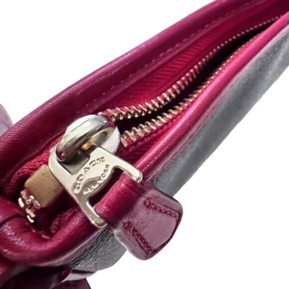 🎉SALE🎉 COACH Signature Varsity Stripe Crossbody Bag Brown Red PVC - Picture 8 of 16